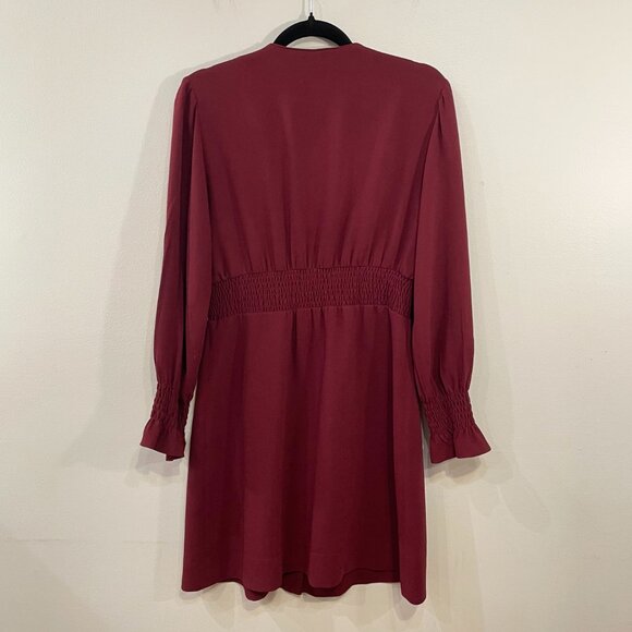 New Sandro Lylie Button-Front Mini Dress Bordeaux 42, 10, M $295 - Picture 3 of 7